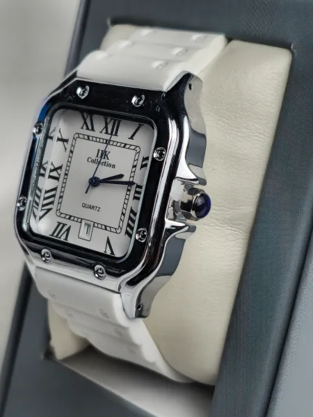 IIK Collection White Strap Roman Dial Quartz Watch